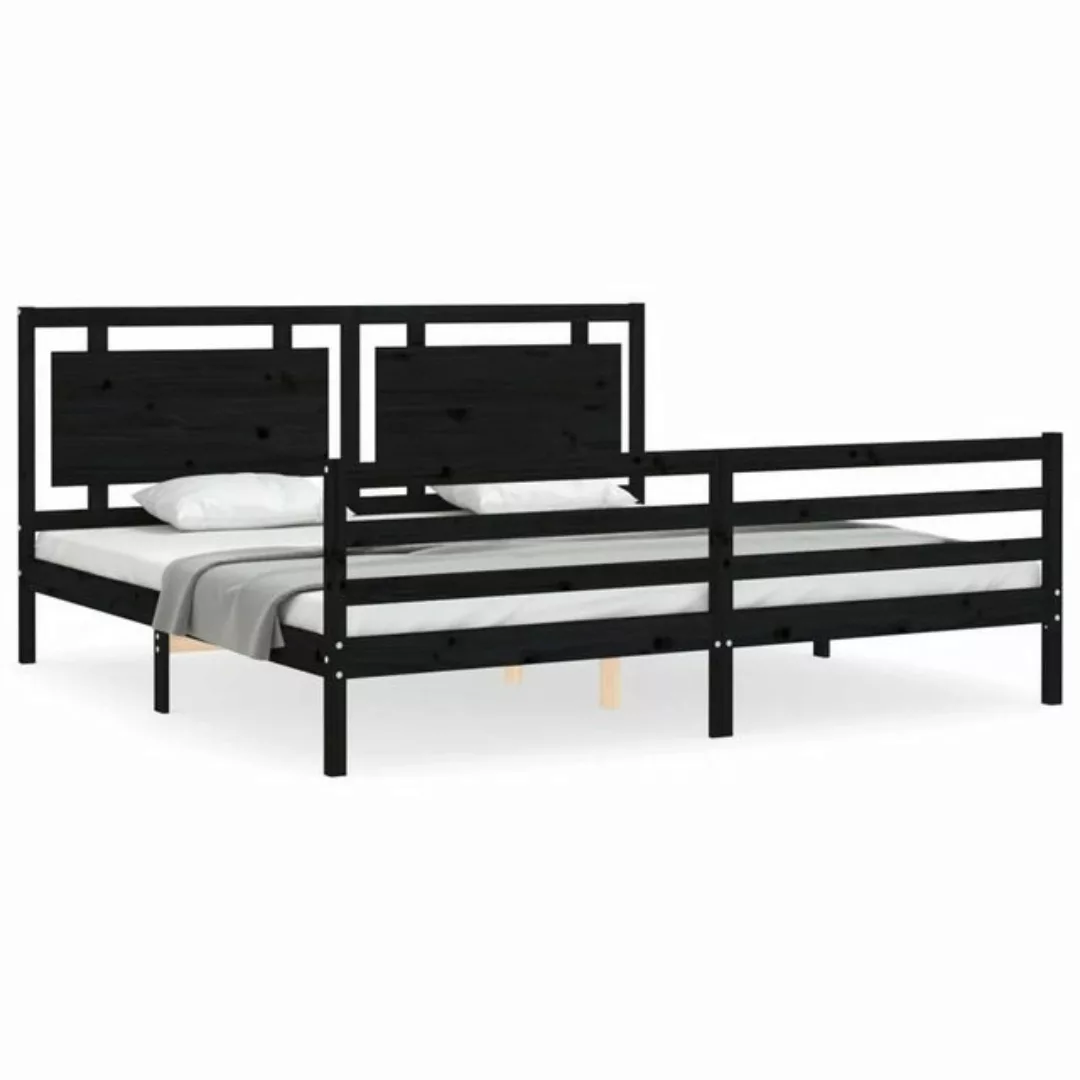 furnicato Bett Massivholzbett mit Kopfteil Schwarz 200x200 cm günstig online kaufen