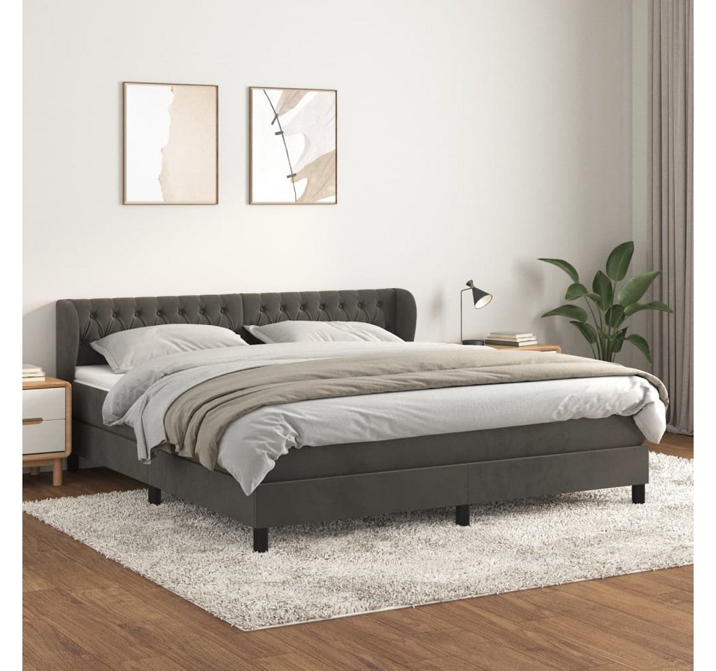 vidaXL Boxspringbett Boxspringbett mit Matratze Dunkelgrau 160x200 cm Samt günstig online kaufen