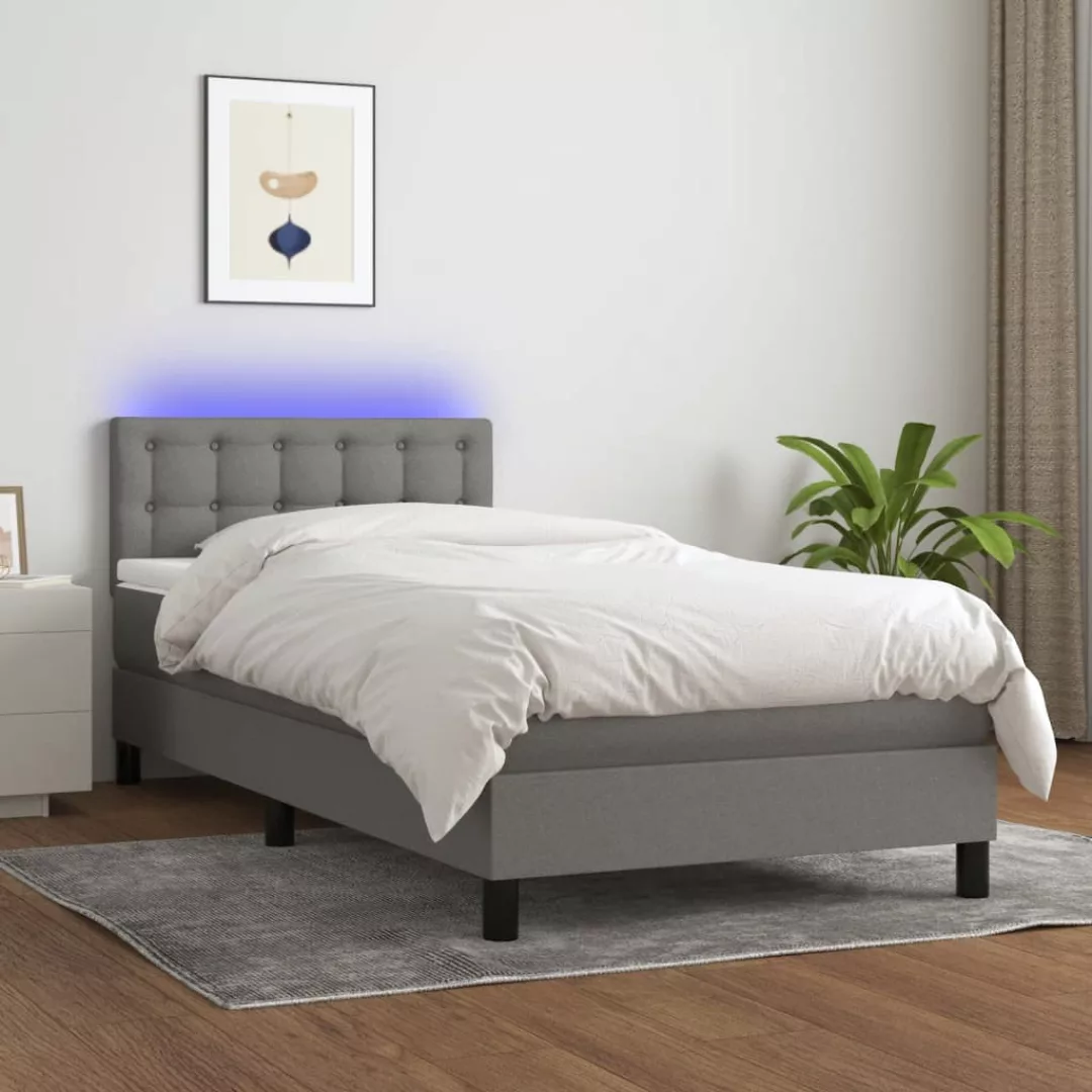 vidaXL Boxspringbett Boxspringbett mit Matratze LED Dunkelgrau 100x200 cm S günstig online kaufen