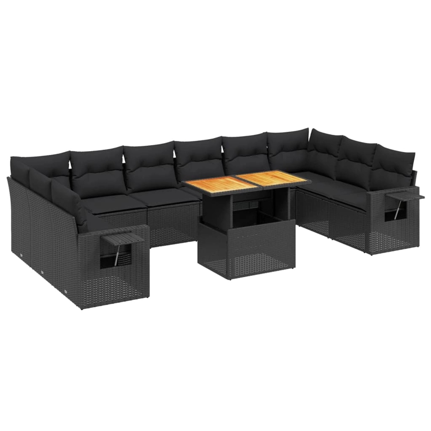 vidaXL 11-Tlg Garten-Sofagarnitur mit Kissen Schwarz Poly Rattan 3271923 günstig online kaufen
