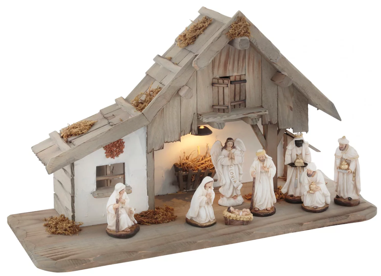 my home Krippe "Weihnachtsdeko", (Set, 9 tlg.), aus Holz mit LED-Laterne, i günstig online kaufen