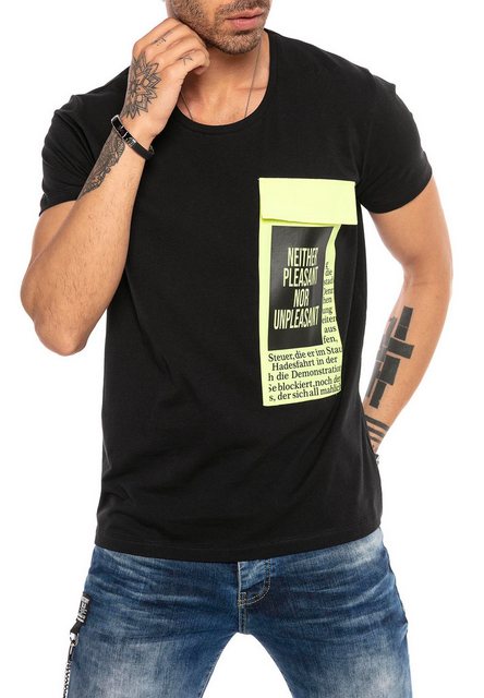 RedBridge T-Shirt T-Shirt mit Kontrasttasche und Print – Regular Fit, 100 % günstig online kaufen