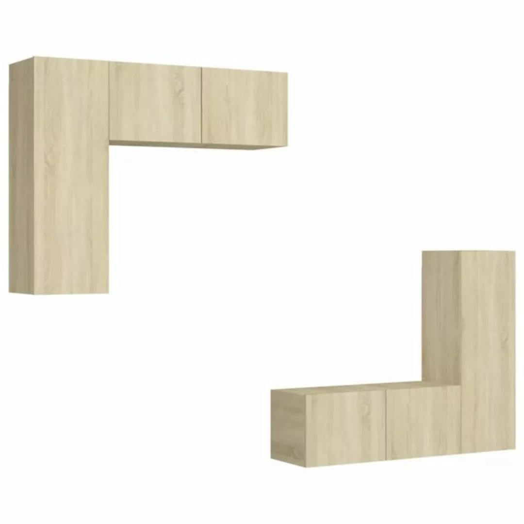 furnicato TV-Schrank 4-tlg. TV-Schrank-Set Sonoma-Eiche Holzwerkstoff (1-St günstig online kaufen