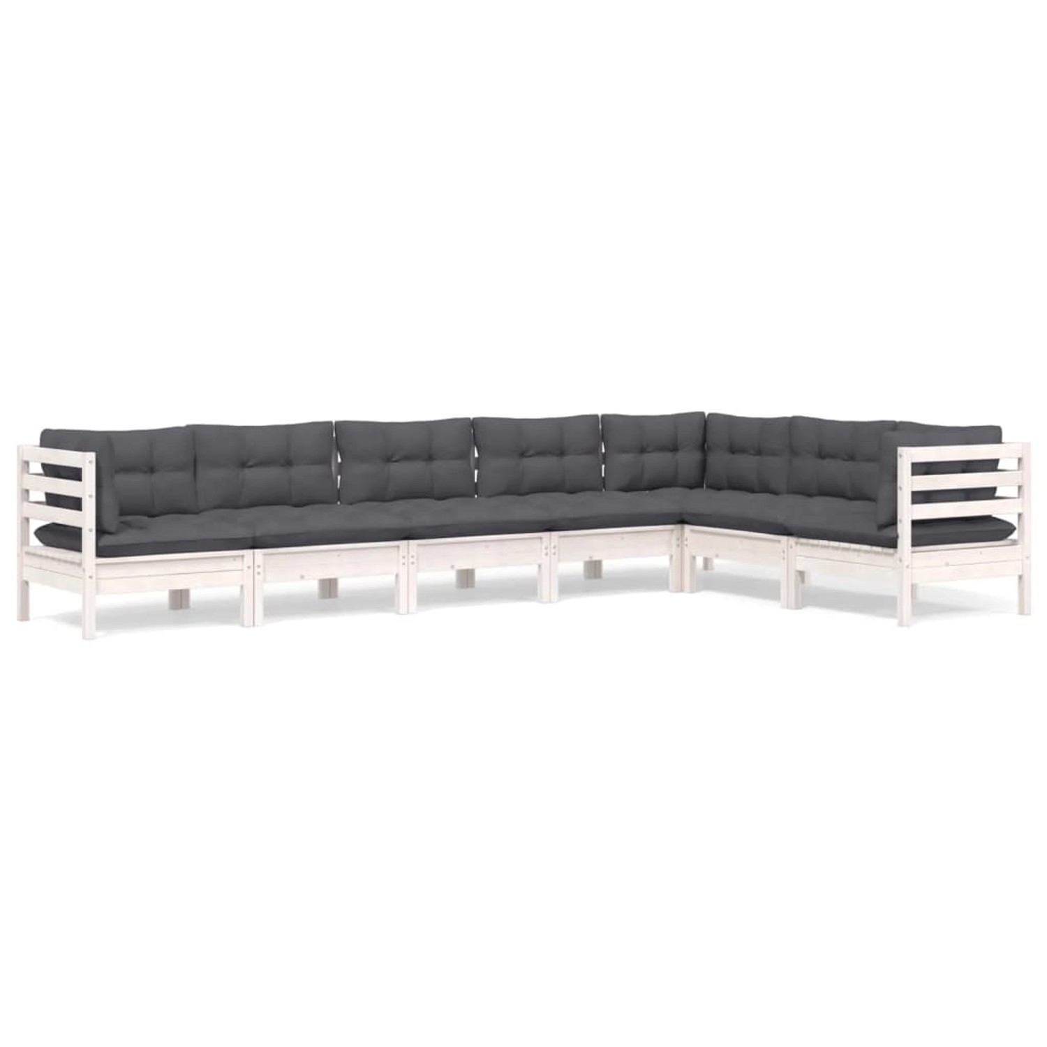 vidaXL 7-Tlg Garten-Lounge-Set mit Kissen Weiß Kiefer Massivholz 3096696 günstig online kaufen