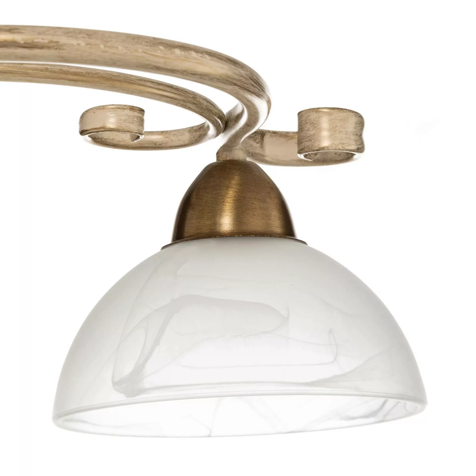 Deckenlampe Flora, drei Glasschirme, weiß/messing günstig online kaufen