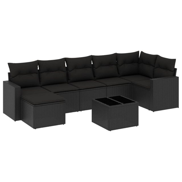 vidaXL Sofaelement 8-tlg. Garten-Sofagarnitur mit Kissen Schwarz Poly Ratta günstig online kaufen