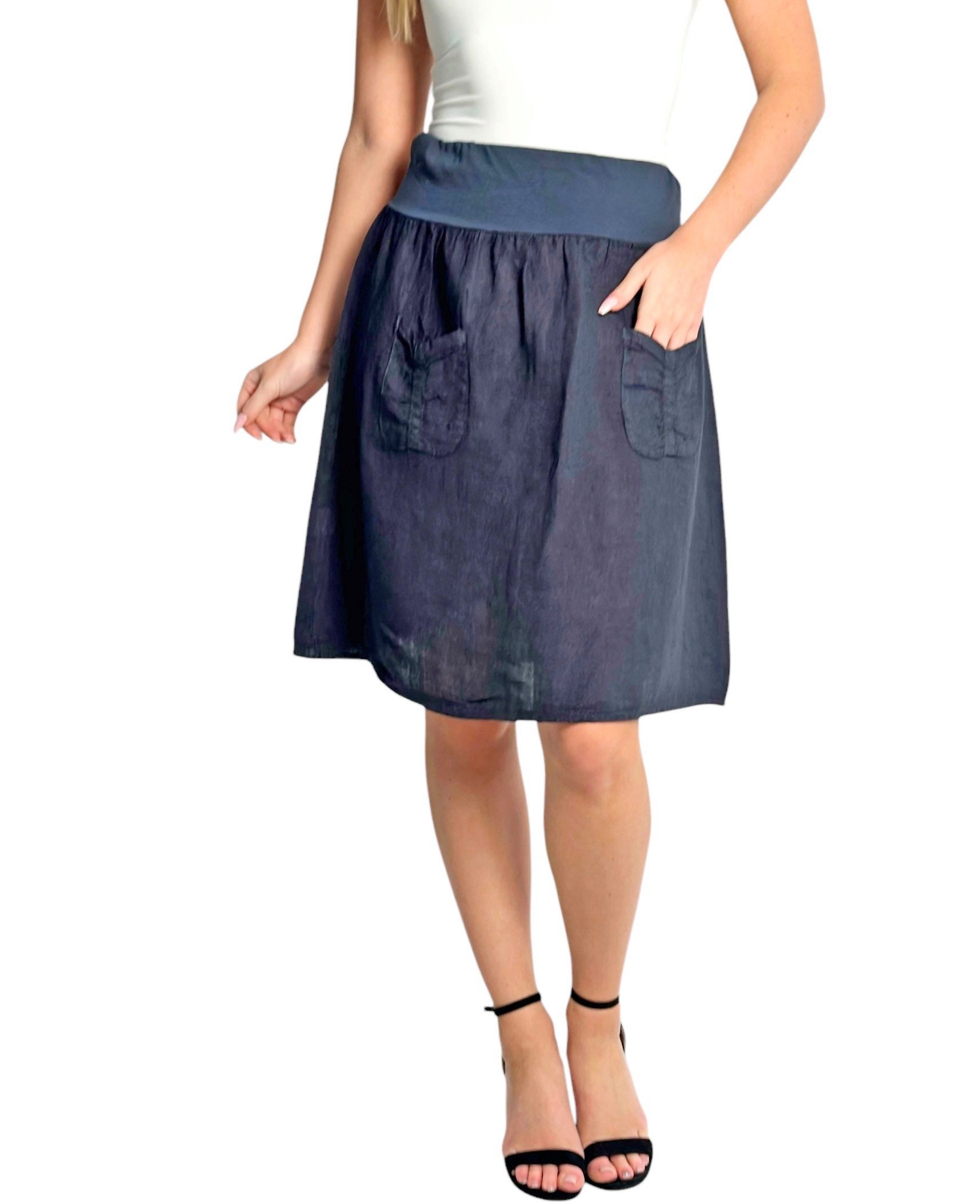 Mississhop A-Linien-Rock Leinen Rock Sommerrock locker günstig online kaufen