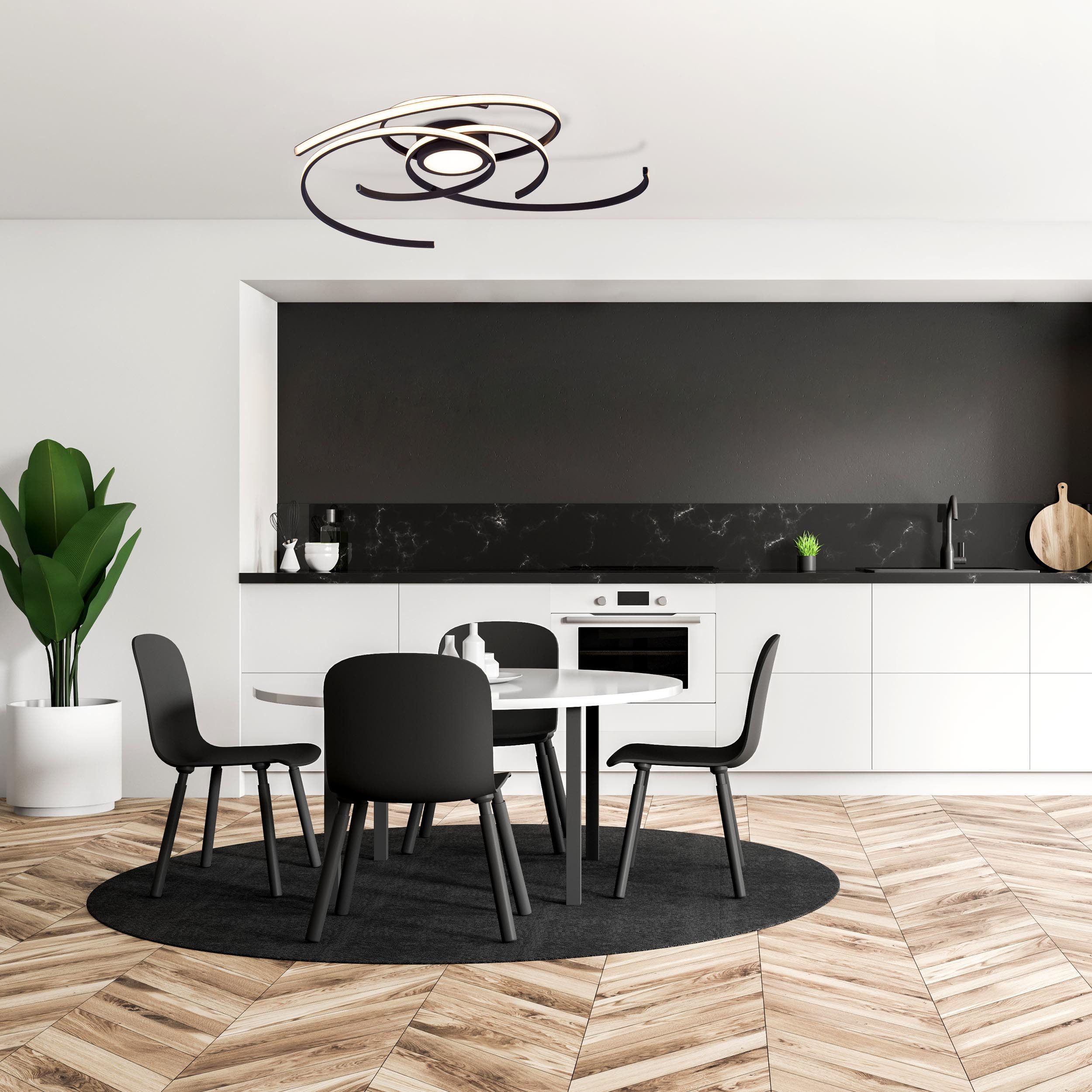 näve LED Deckenleuchte "RADON" schwarz, Dimmfunktion, günstig online kaufen