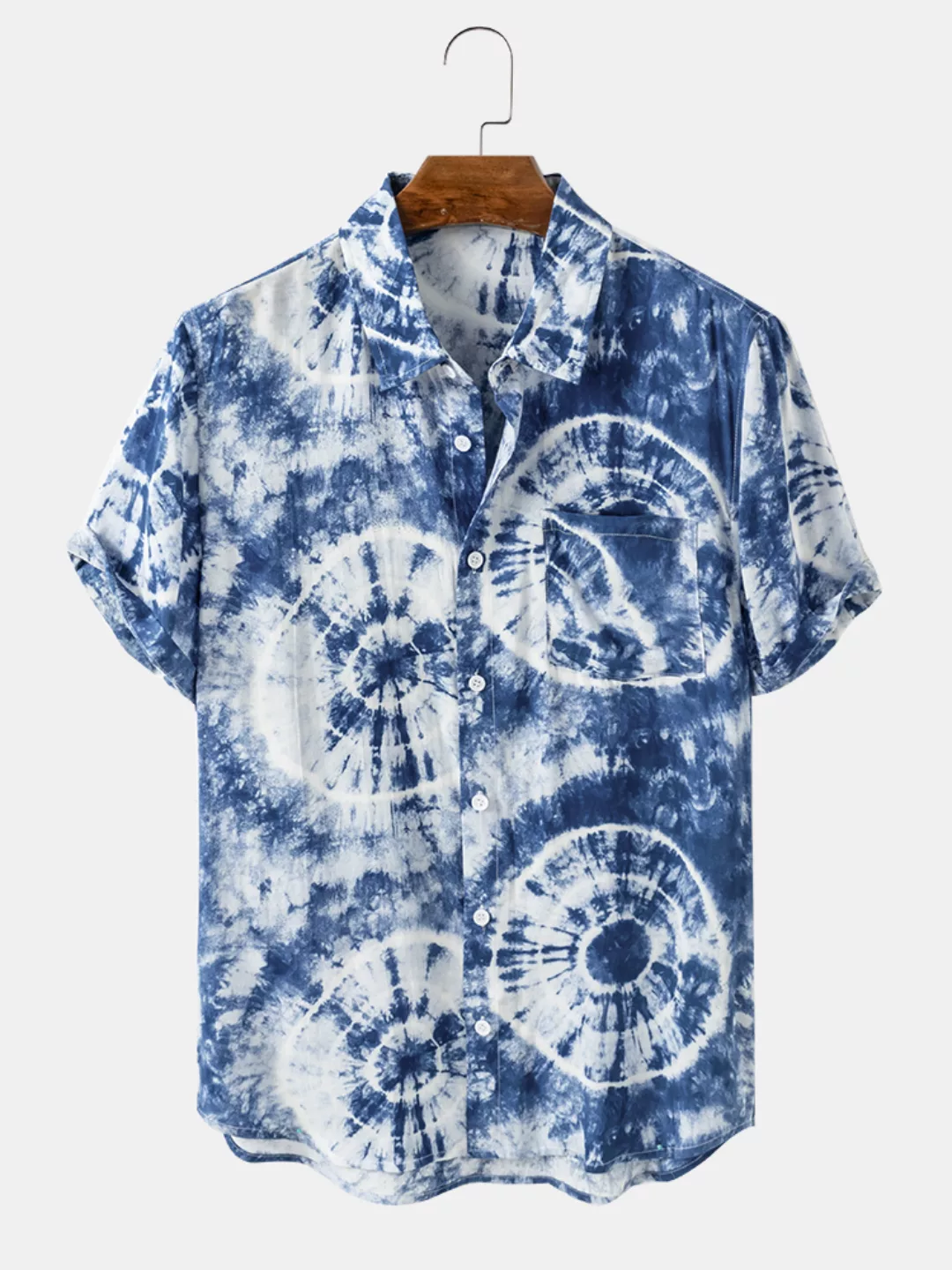 Mens Vintage Tie Dye Abstract Bedruckte Kurzarmhemden günstig online kaufen