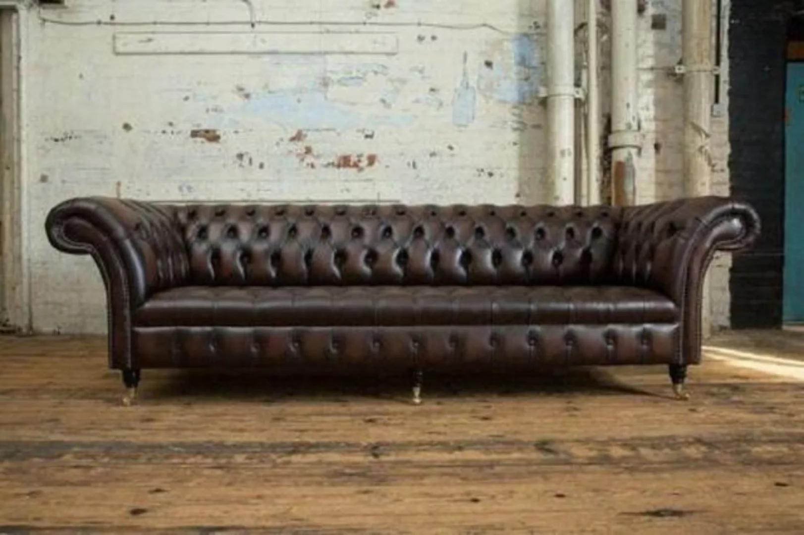 JVmoebel 4-Sitzer XXL Big Wohnzimmer Chesterfield 4 Sitzer Sofa 100% Leder günstig online kaufen