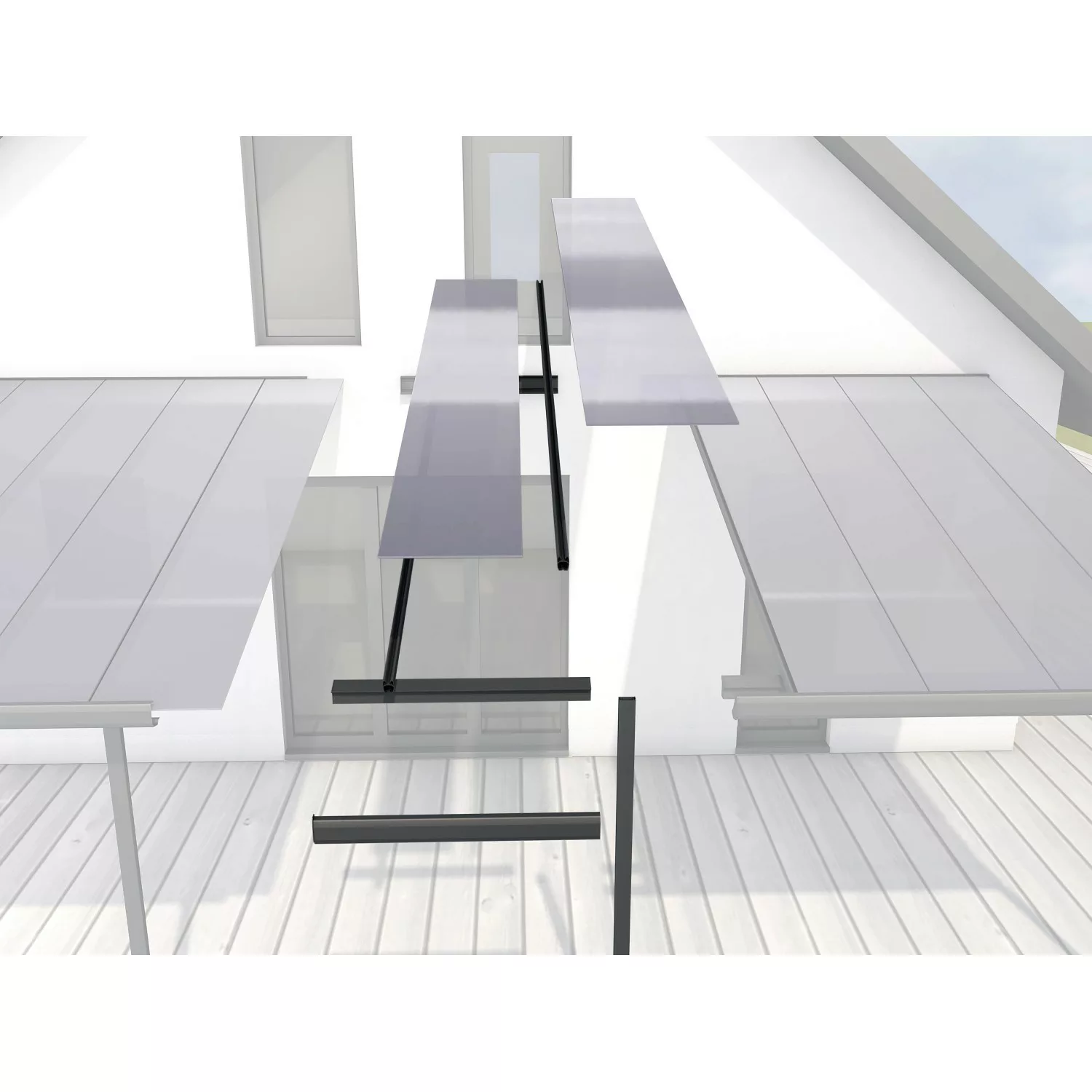 Terrassenüberdachung Erweiterungsmodul B: 120 cm x T: 406 cm Anthrazit günstig online kaufen