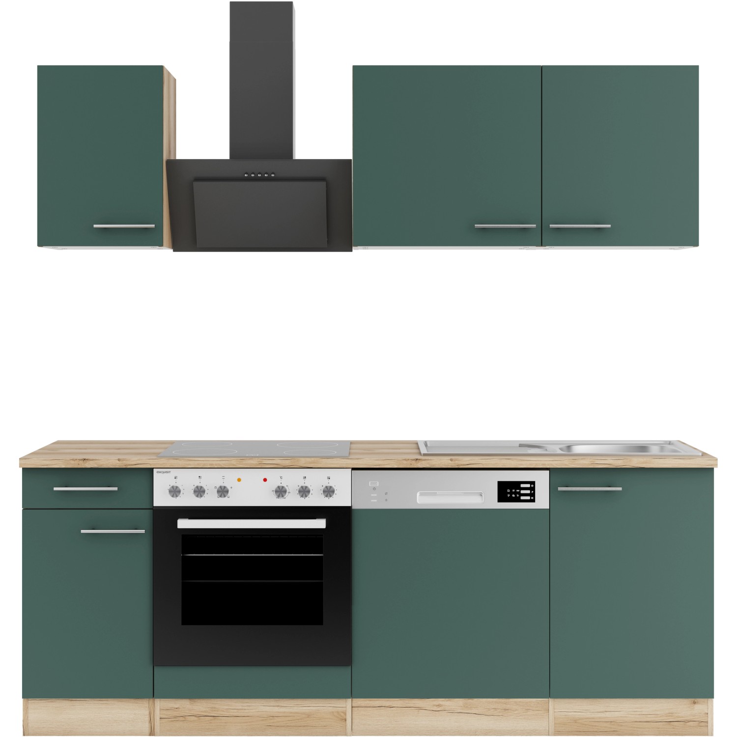 OPTIFIT Savona405 Küchenzeile 210 cm Steingrün günstig online kaufen