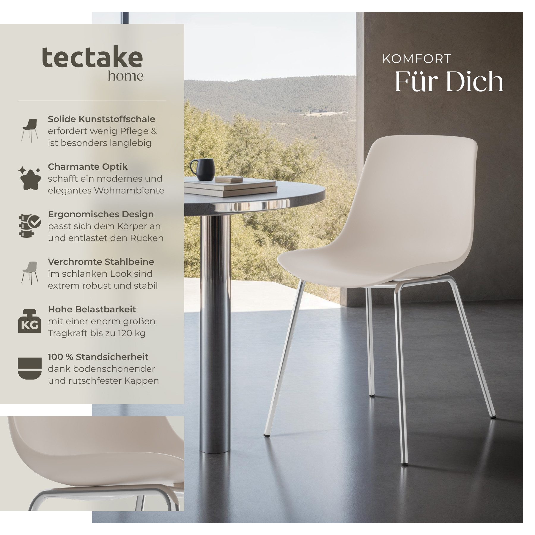 tectake Esszimmerstuhl Kunststoffstühle Mave, ergonomisch, Belastbarkeit günstig online kaufen