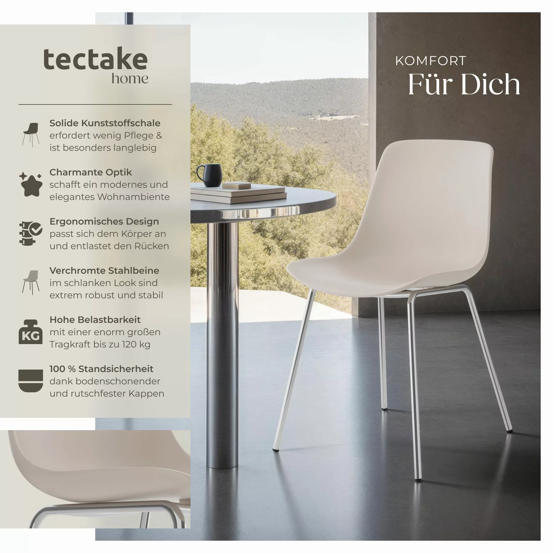 tectake Esszimmerstuhl Kunststoffstühle Mave, ergonomisch, Belastbarkeit günstig online kaufen