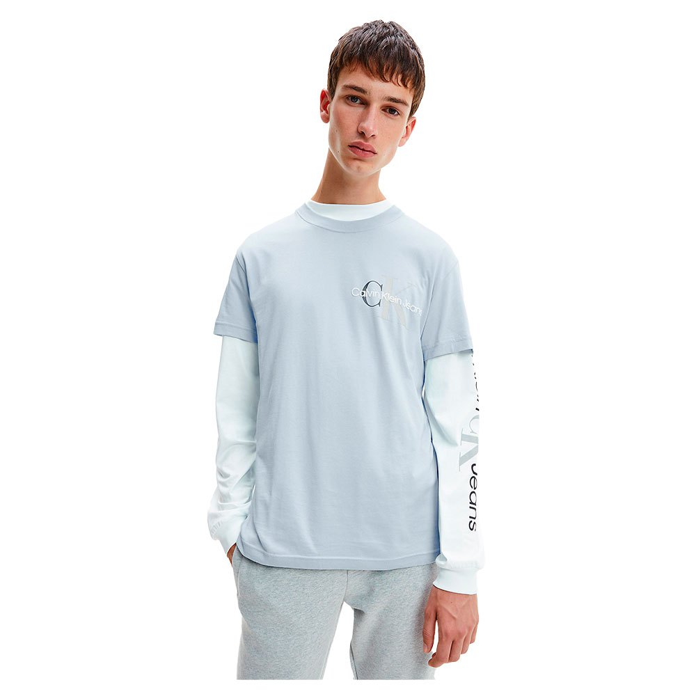 Calvin Klein Jeans Two Tone Monogram Kurzärmeliges T-shirt L Bayshore Blue günstig online kaufen