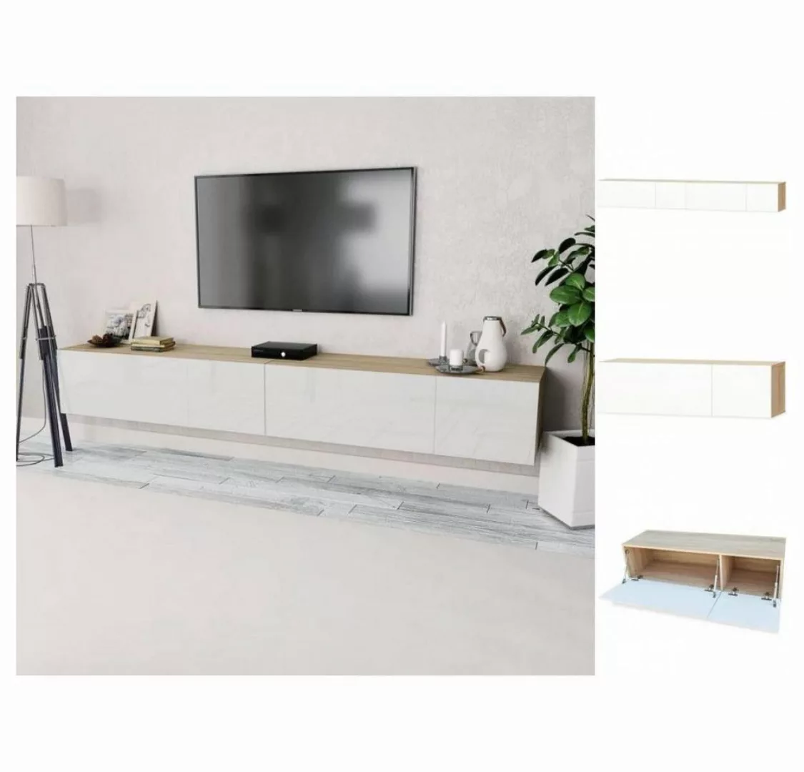 vidaXL TV-Schrank TV-Schränke 2 Stk Spanplatte 120x40x34 cm Hochglanz-Weiß günstig online kaufen