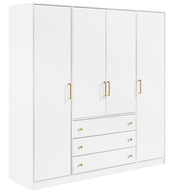 Compleo Kleiderschrank mit 3 Schubladen RETRO D4 Gold Griffe, Modern design günstig online kaufen