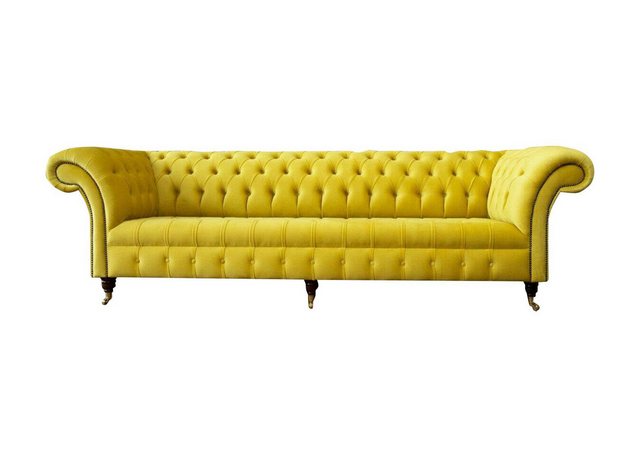 Xlmoebel Chesterfield-Sofa Chesterfield Gelbes Sofa 4-Sitzer Polster Couch günstig online kaufen