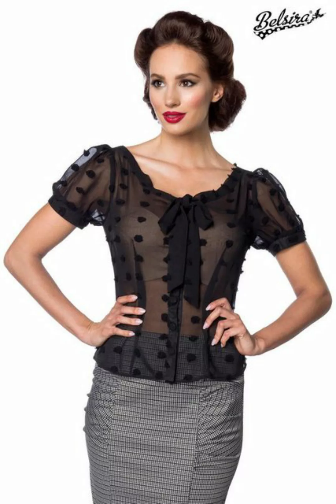 BELSIRA Hemdbluse Belsira - Vintage Schluppenbluse - (2XL,3XL,4XL,L) günstig online kaufen