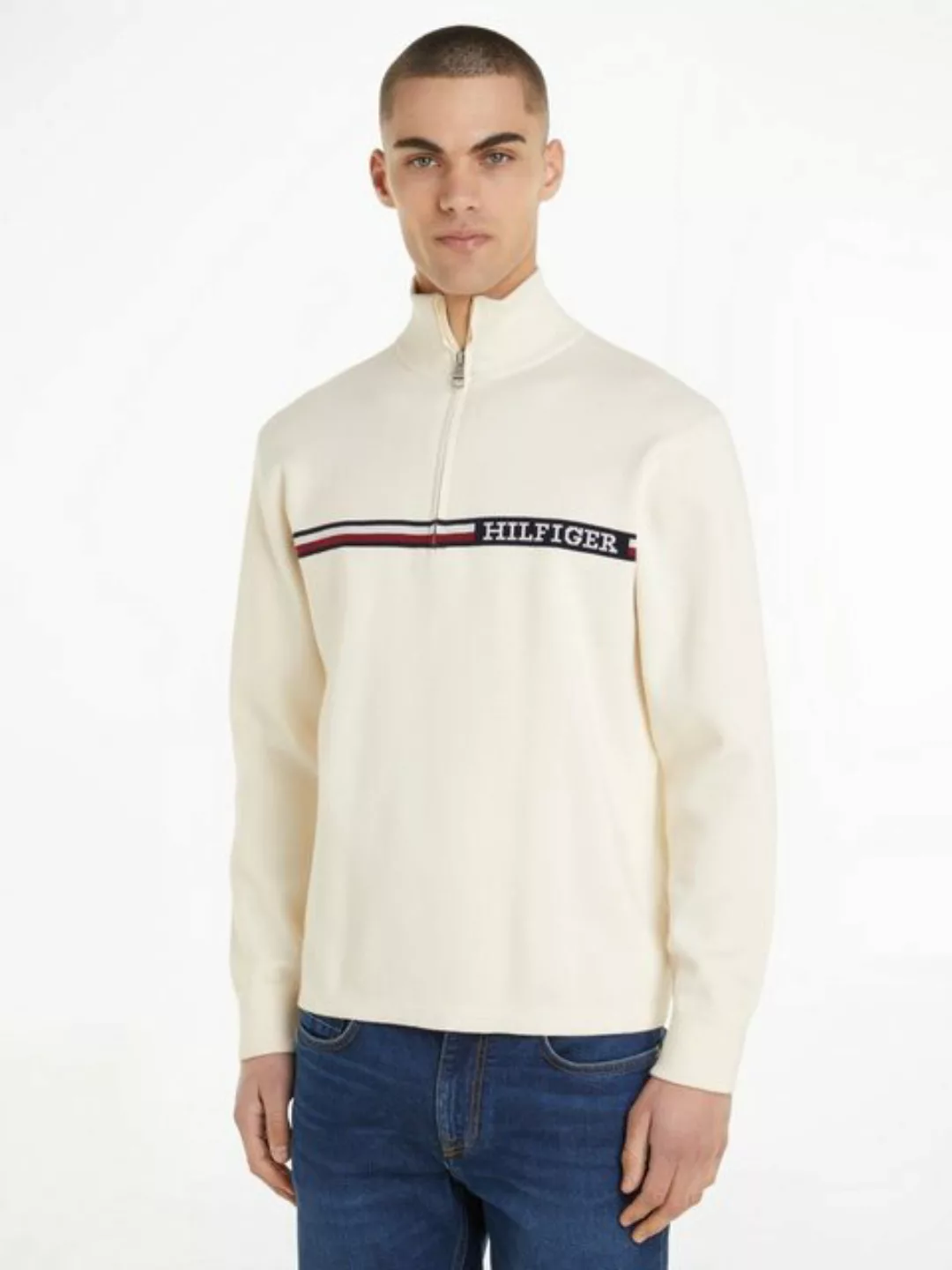 Tommy Hilfiger Rollkragenpullover GLOBAL STRIPE ZIP MOCK günstig online kaufen