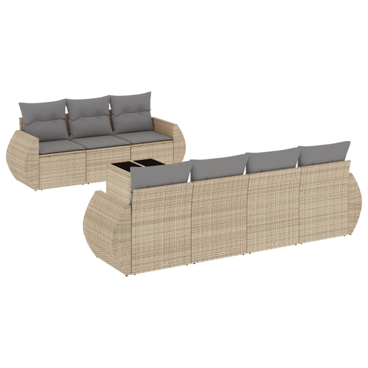 vidaXL 8-Tlg Garten-Sofagarnitur mit Kissen Beige Poly Rattan 3221128 günstig online kaufen