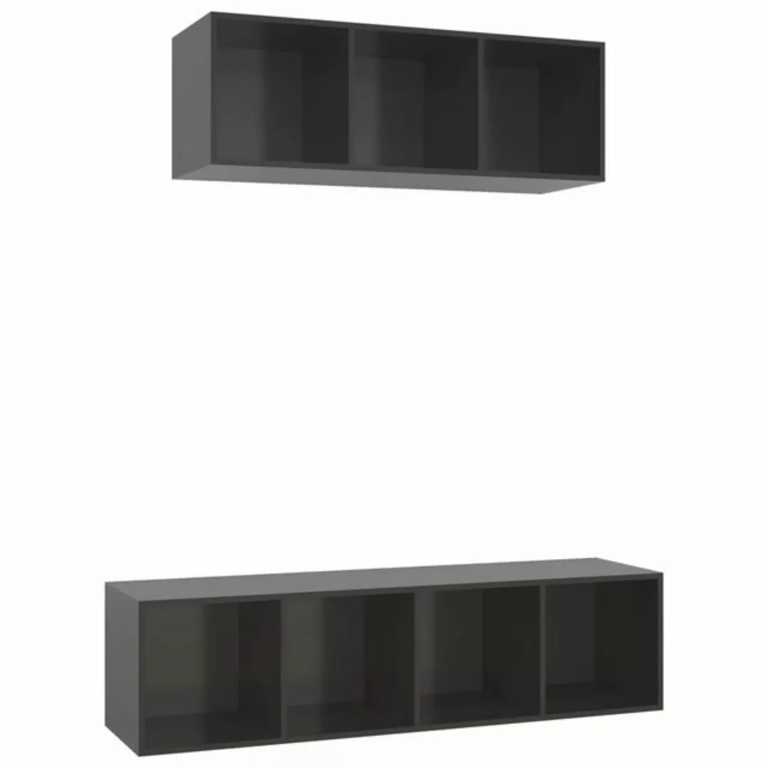 vidaXL TV-Schrank 2-tlg TV-Schrank-Set Hochglanz-Grau Spanplatte günstig online kaufen