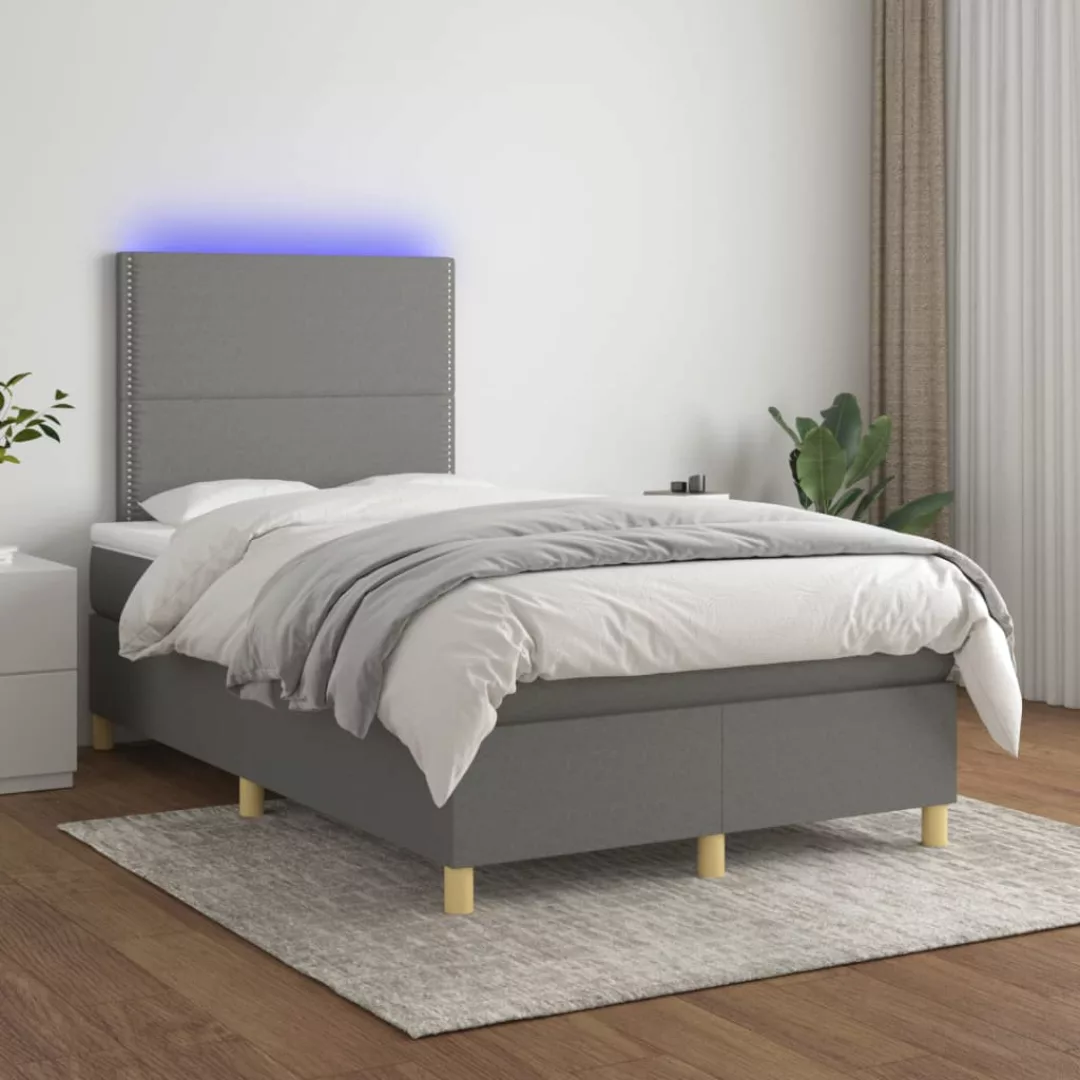 vidaXL Bettgestell Boxspringbett mit Matratze LED Dunkelgrau 120x200 cm Sto günstig online kaufen