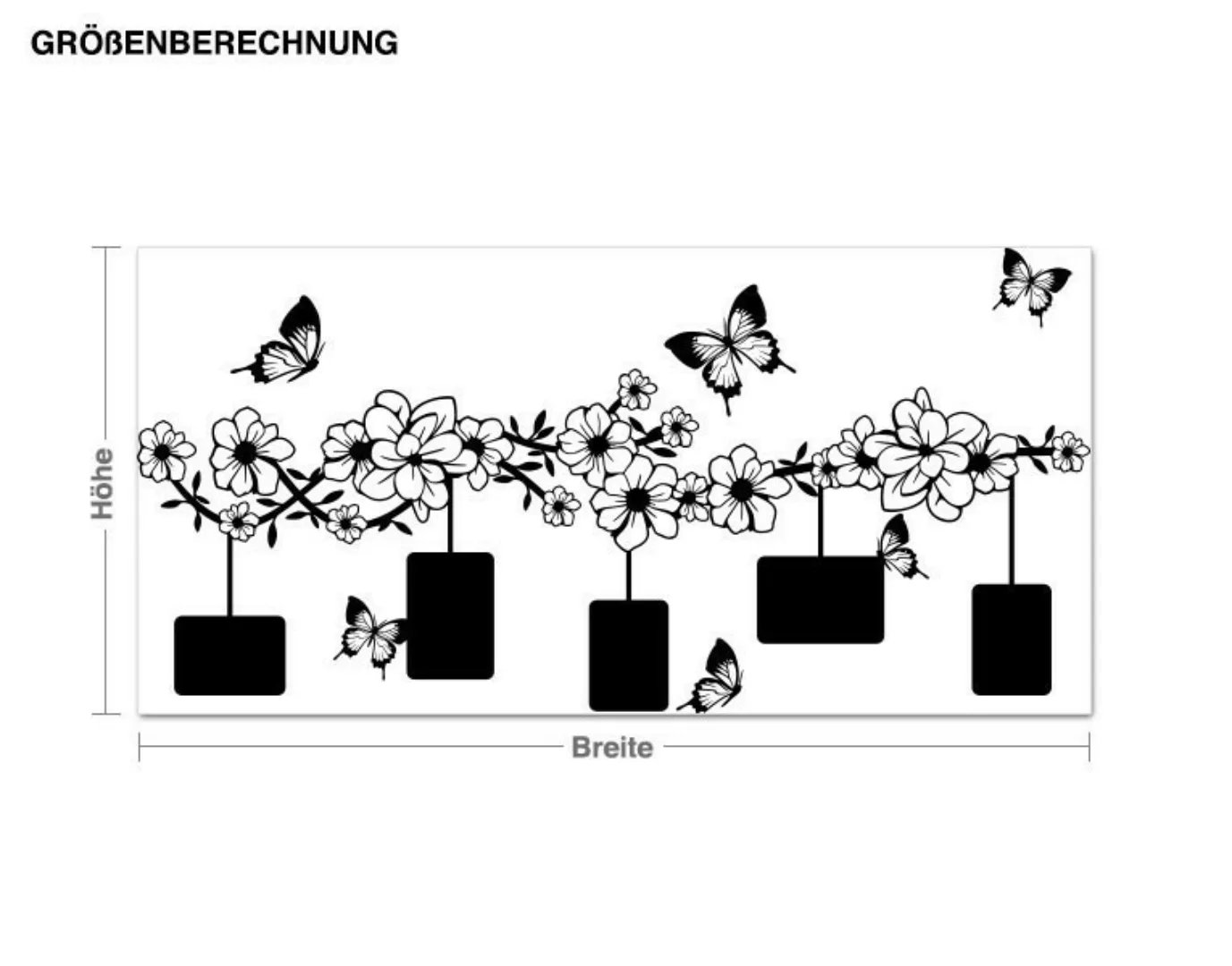 Wandtattoo Schmetterlinge Blumenranke mit Schmetterlingen günstig online kaufen