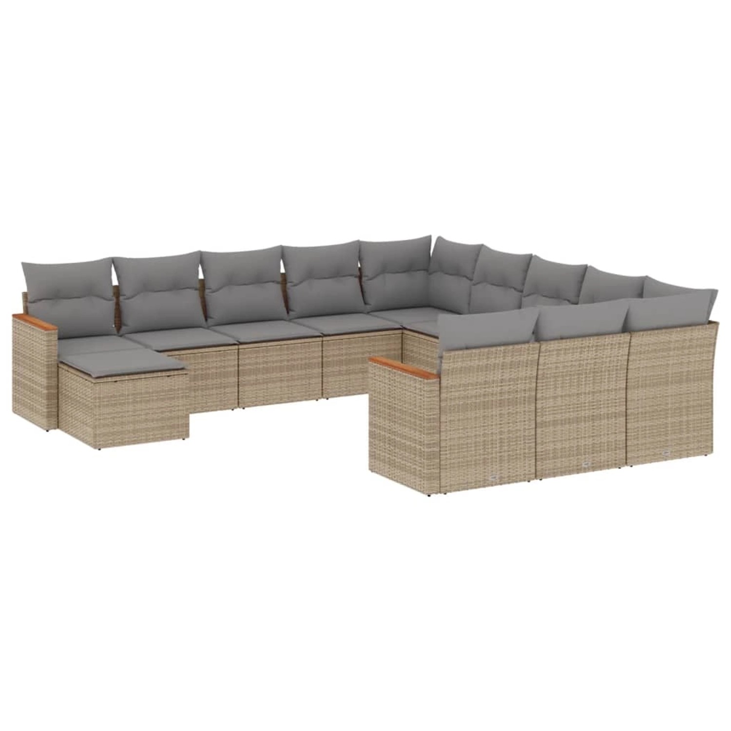 vidaXL 12-tlg Garten-Sofagarnitur mit Kissen Beige Poly Rattan Modell 75 günstig online kaufen