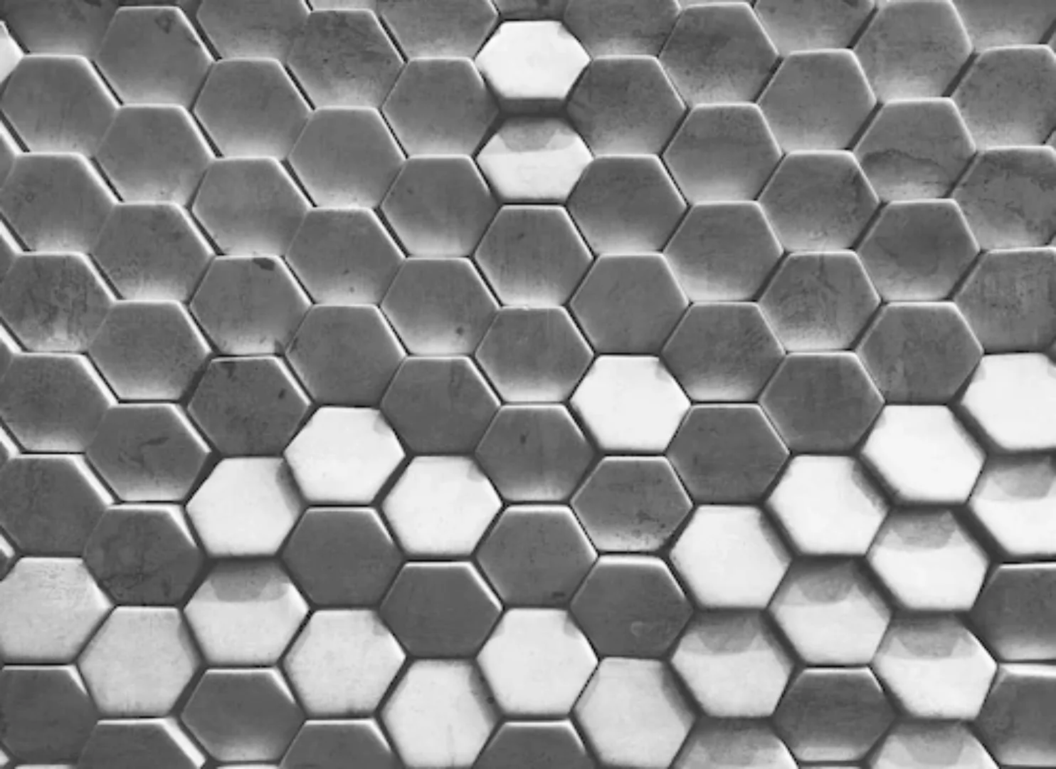 Fototapete Hexagon Wand Grau Weiß 3,50 m x 2,55 m FSC® günstig online kaufen