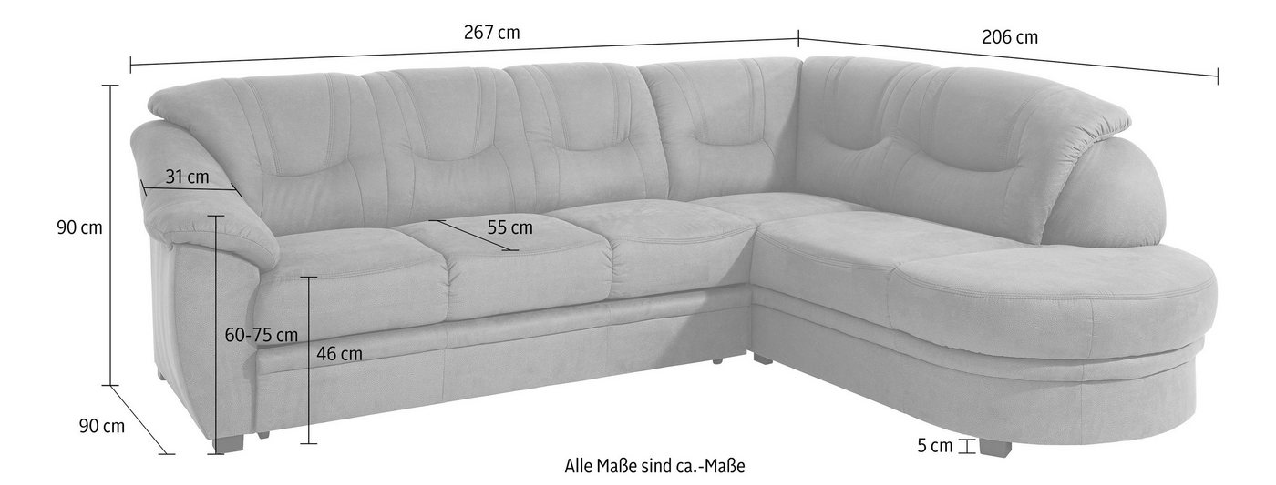 sit&more Ecksofa "Alcudia L-Form", wahlweise mit Bettfunktion günstig online kaufen