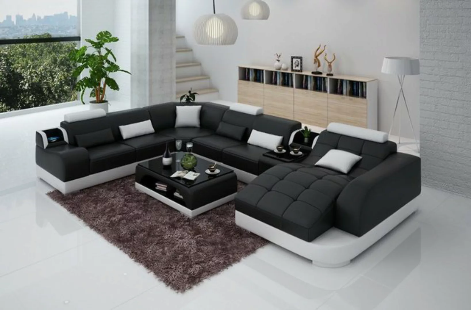 JVmoebel Ecksofa Ledersofa Designer Sofa U Form Wohnlandschaft Couch Polste günstig online kaufen