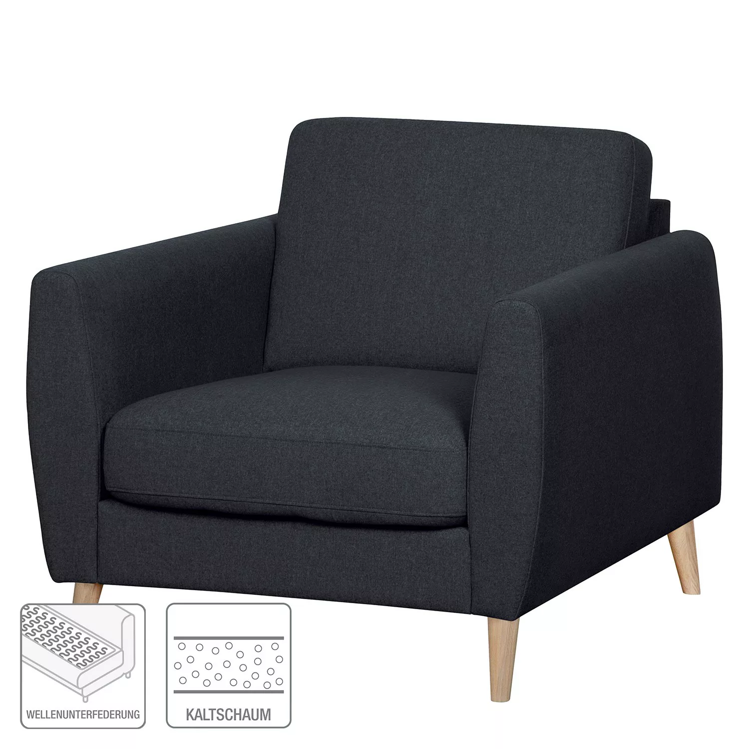 home24 Mørteens Sessel Kustavi Dunkelblau Polyester 90x80x90 cm (BxHxT) günstig online kaufen
