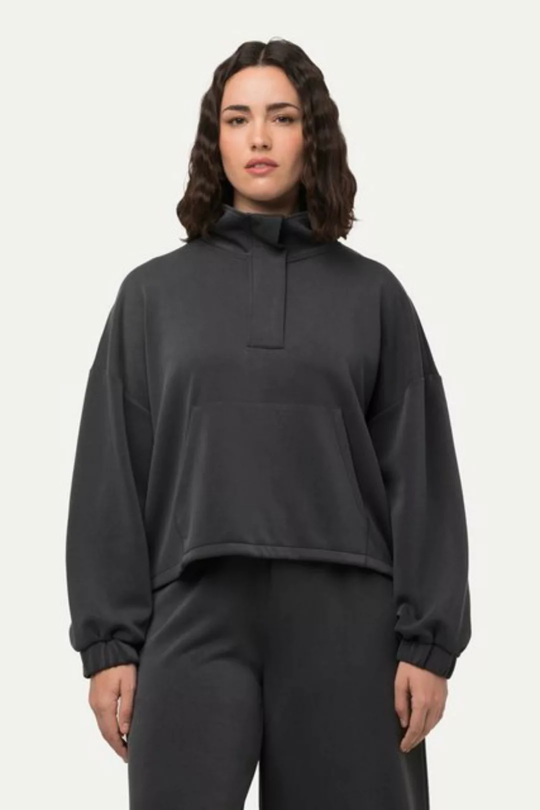 Ulla Popken Sweatshirt Sweatshirt Stehkragen Oversized Langarm günstig online kaufen