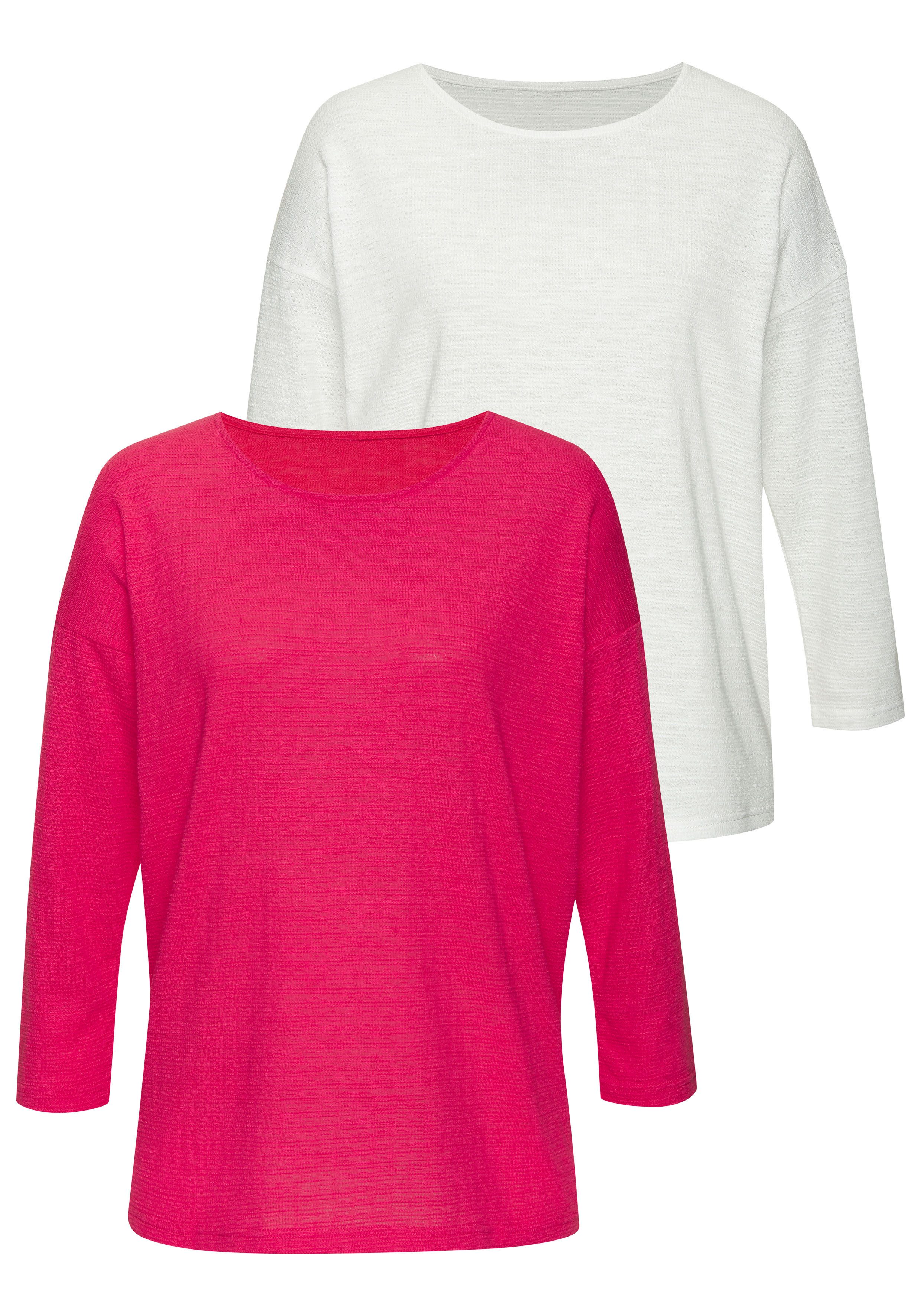 Vivance Langarmshirt "mit modischer Struktur", (2er-Pack), aus bügelfreier günstig online kaufen
