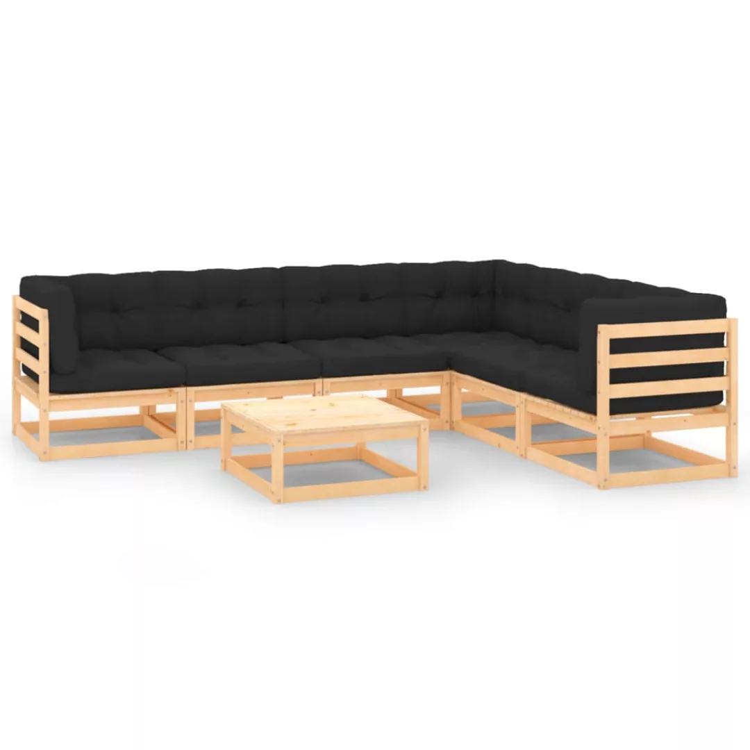 Vidaxl 7-tlg. Garten-lounge-set Mit Anthrazit Kissen Massivholz Kiefer günstig online kaufen