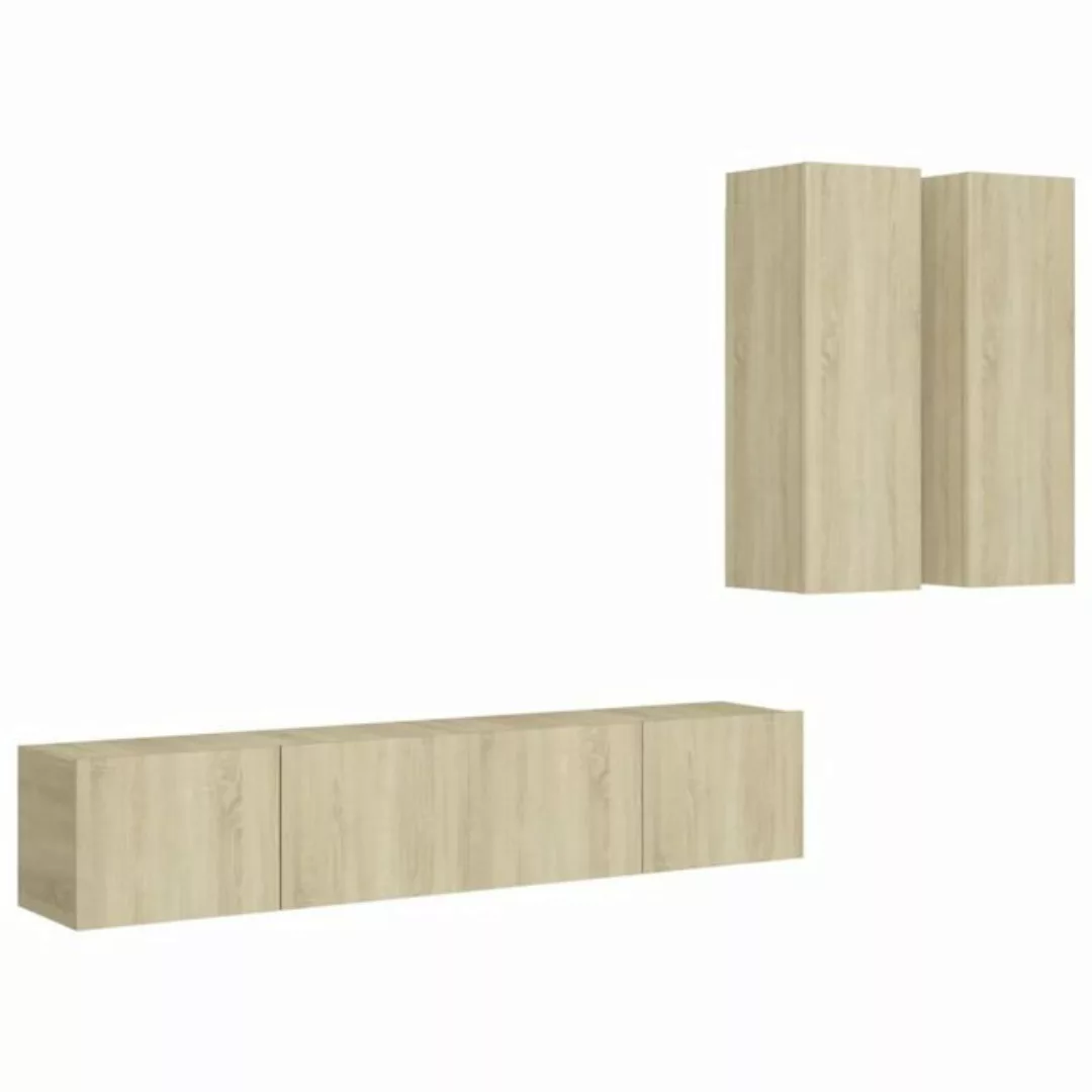 furnicato TV-Schrank 4-tlg. TV-Schrank-Set Sonoma-Eiche Holzwerkstoff (1-St günstig online kaufen