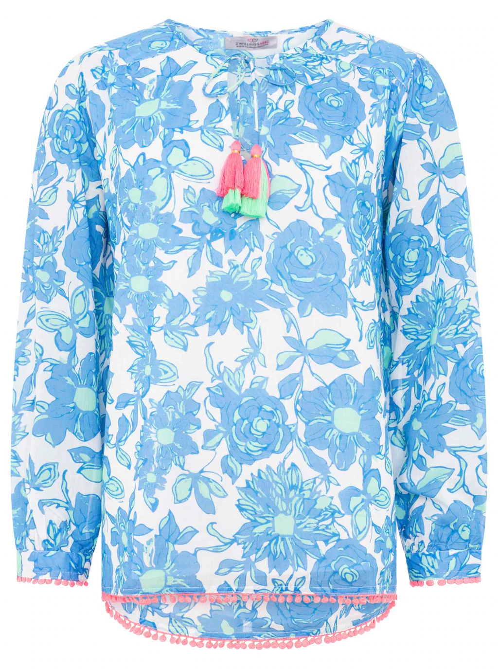 Zwillingsherz Shirtbluse ""Schmetterling"", mit Blumenmuster, Tasseln und P günstig online kaufen