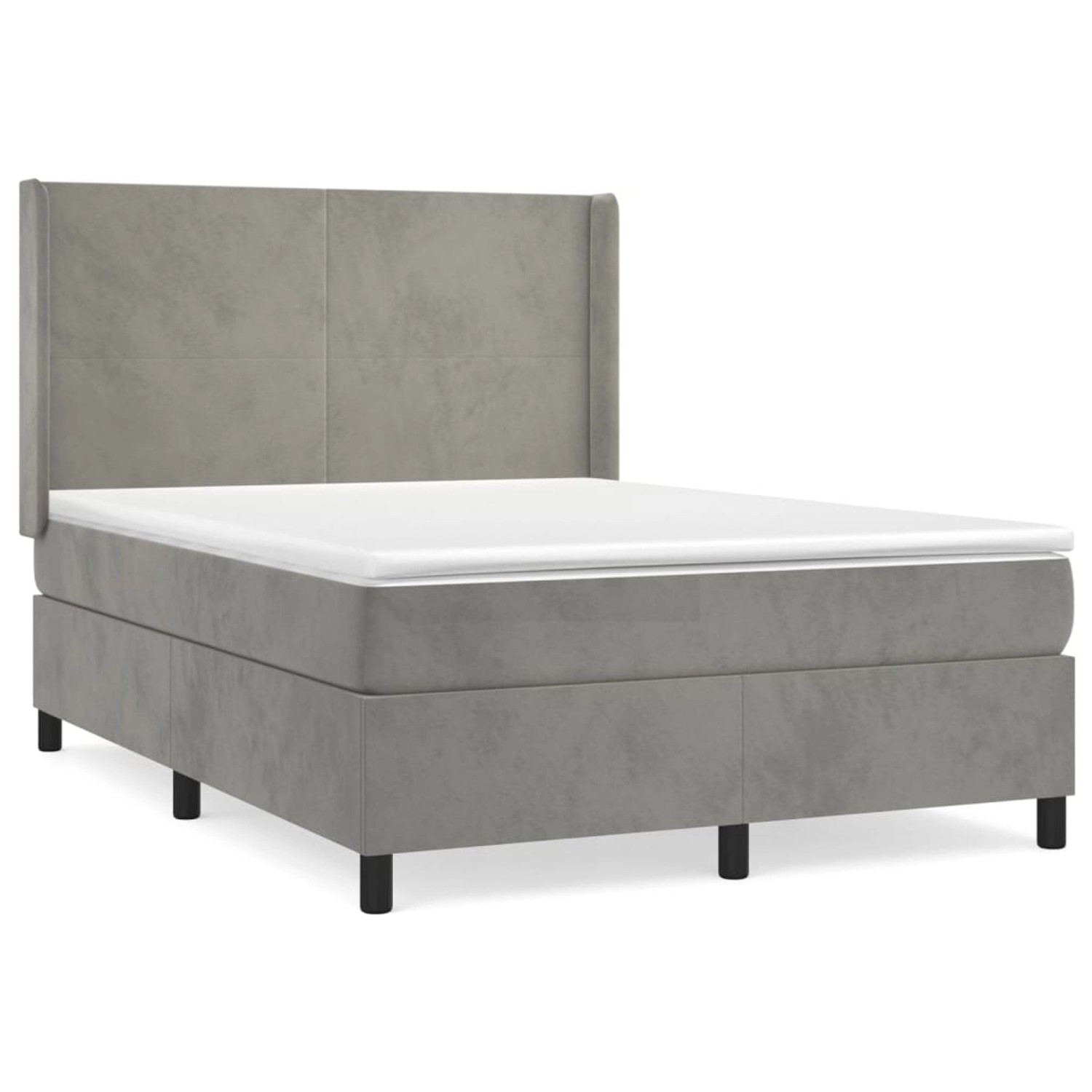 vidaXL Boxspringbett Boxspringbett mit Matratze Hellgrau 140x200 cm Samt Be günstig online kaufen