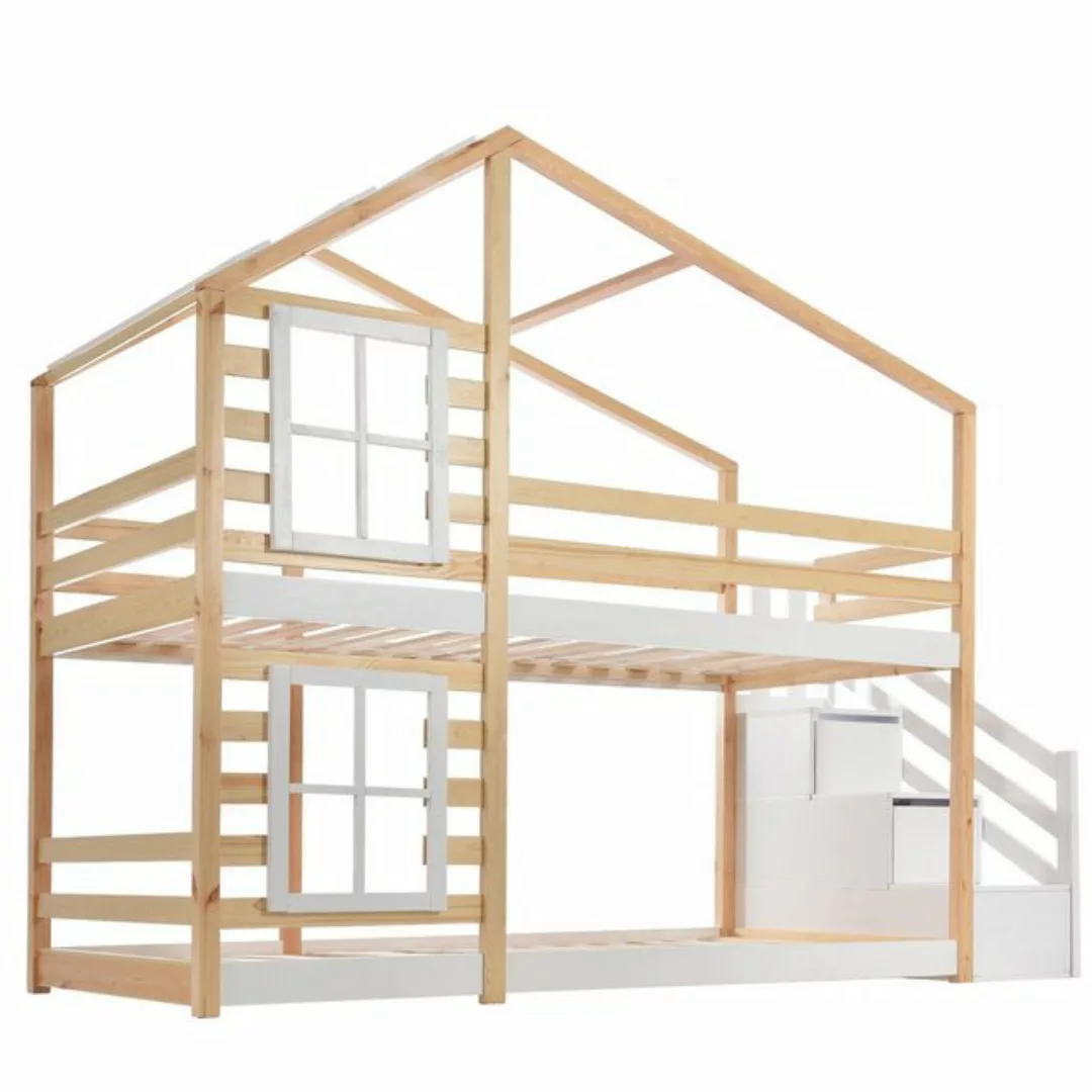 REDOM Kinderbett Baumhaus mit Schublade und Rausfallschutz 90 x 200 cm, Sta günstig online kaufen