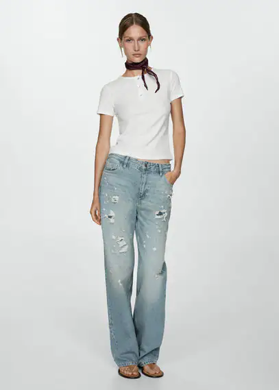 Gerade Jeans mit Zierrissen günstig online kaufen