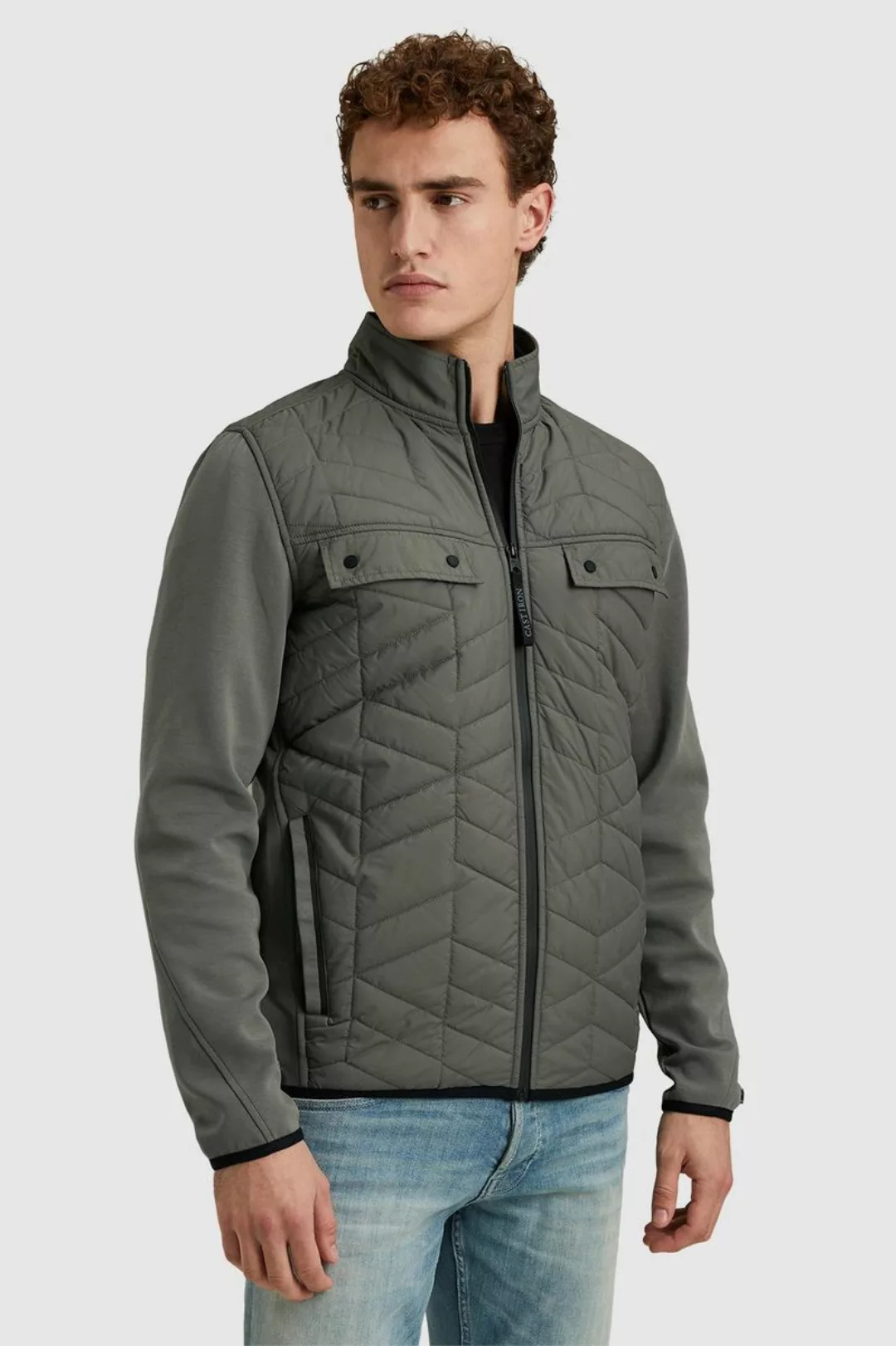 Cast Iron Bomber Jacke Interlock Grün - Größe M günstig online kaufen