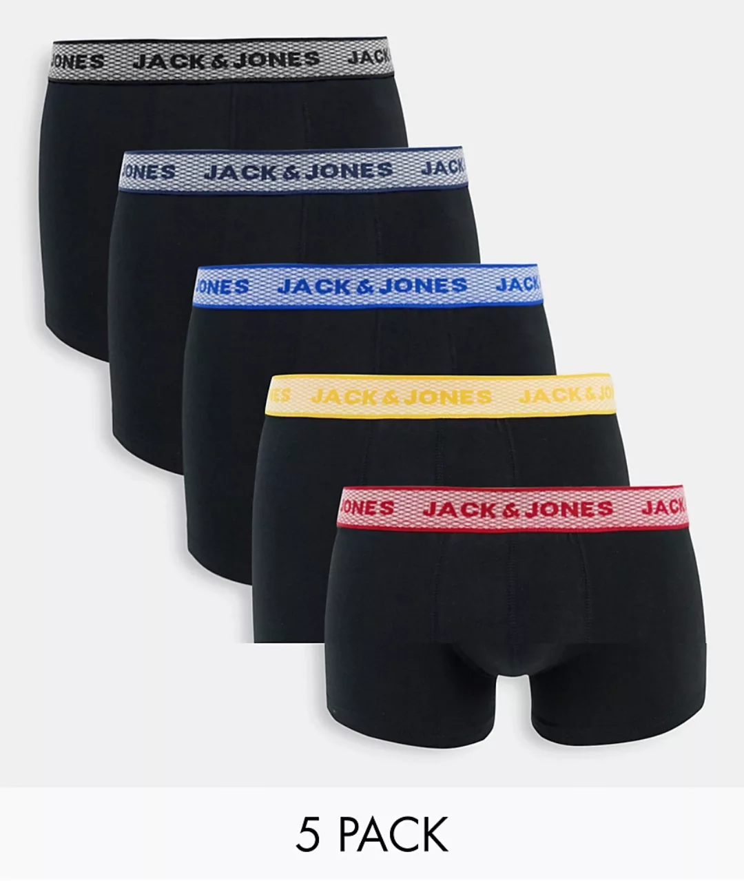 Jack & Jones – Unterhosen mit abgesetztem Bund in Schwarz im 5er-Pack günstig online kaufen