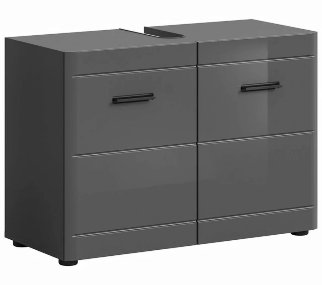 freiraum Waschbeckenunterschrank Soft in Grau Hochglanz - 80x56x34cm (BxHxT günstig online kaufen