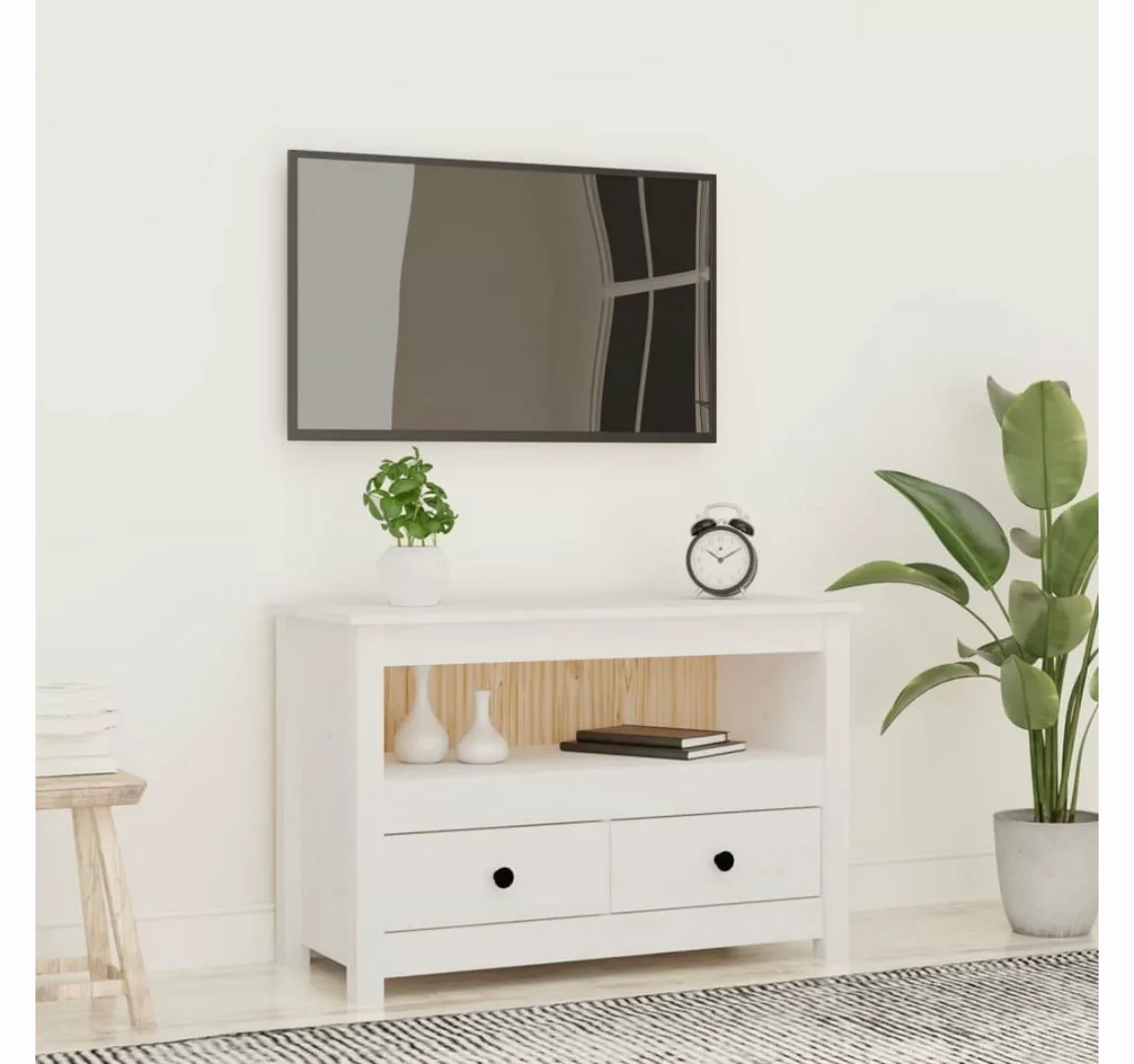 furnicato TV-Schrank Weiß 79x35x52 cm Massivholz Kiefer günstig online kaufen