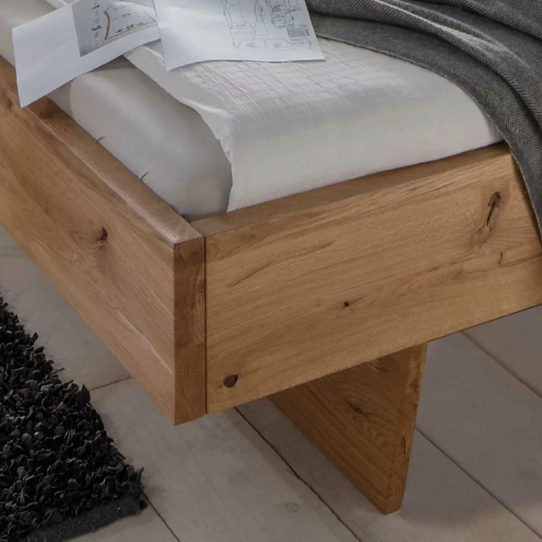 Wildeiche Bett mit Kommoden aus Massivholz geölt (dreiteilig) günstig online kaufen