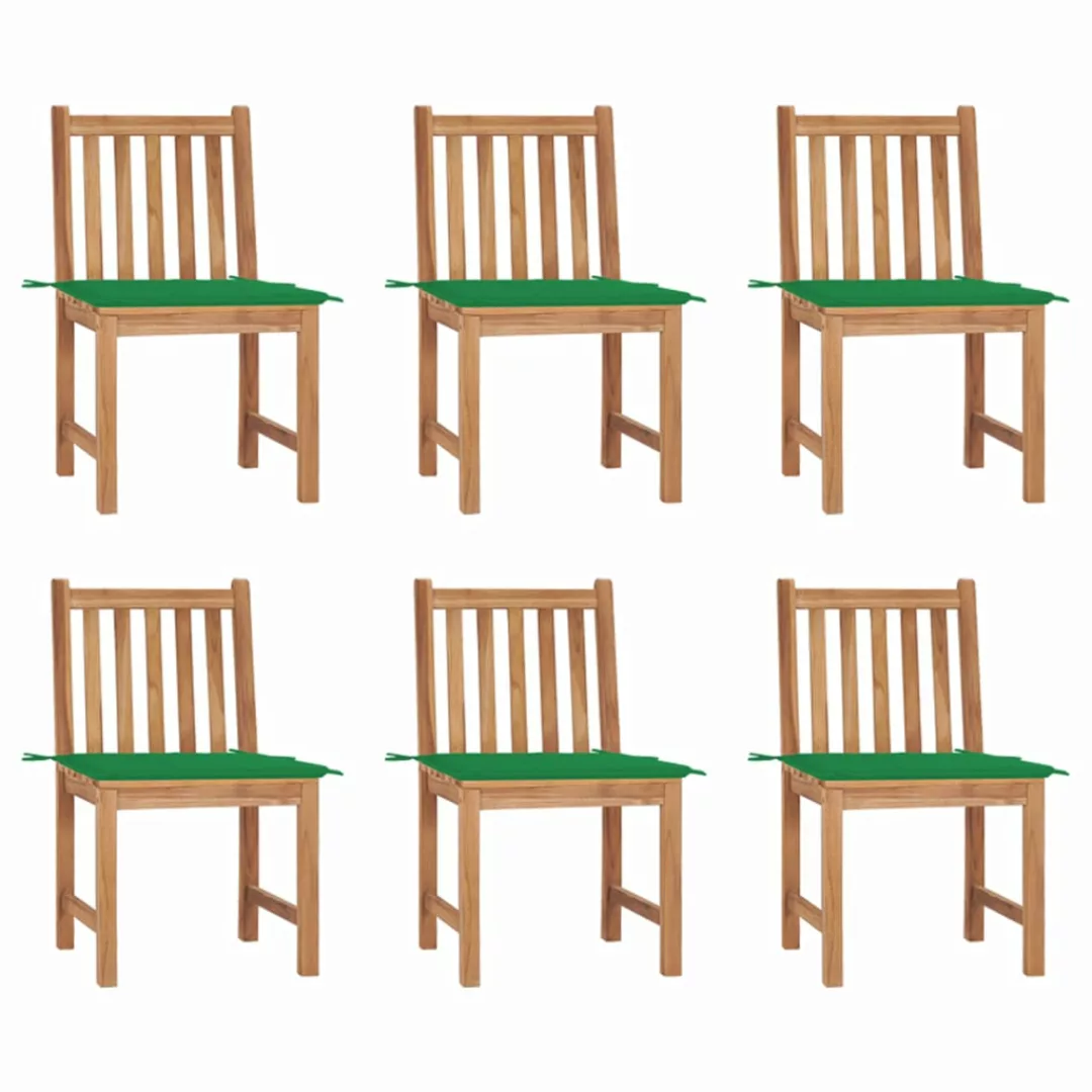 Gartenstühle 6 Stk. Mit Kissen Massivholz Teak günstig online kaufen