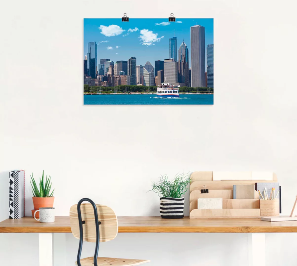 Artland Poster "Chicago Skyline", Amerika, (1 St.), als Alubild, Leinwandbi günstig online kaufen