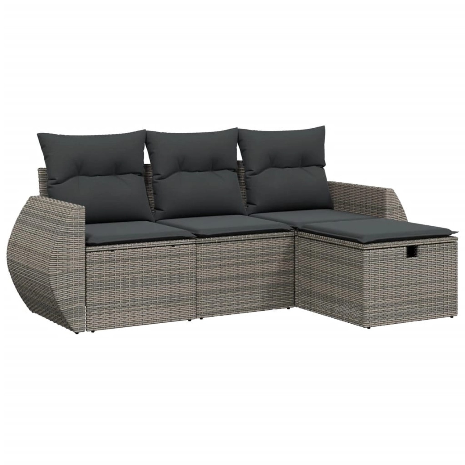 vidaXL 4-Tlg Garten-Sofagarnitur mit Kissen Grau Poly Rattan 3264066 günstig online kaufen