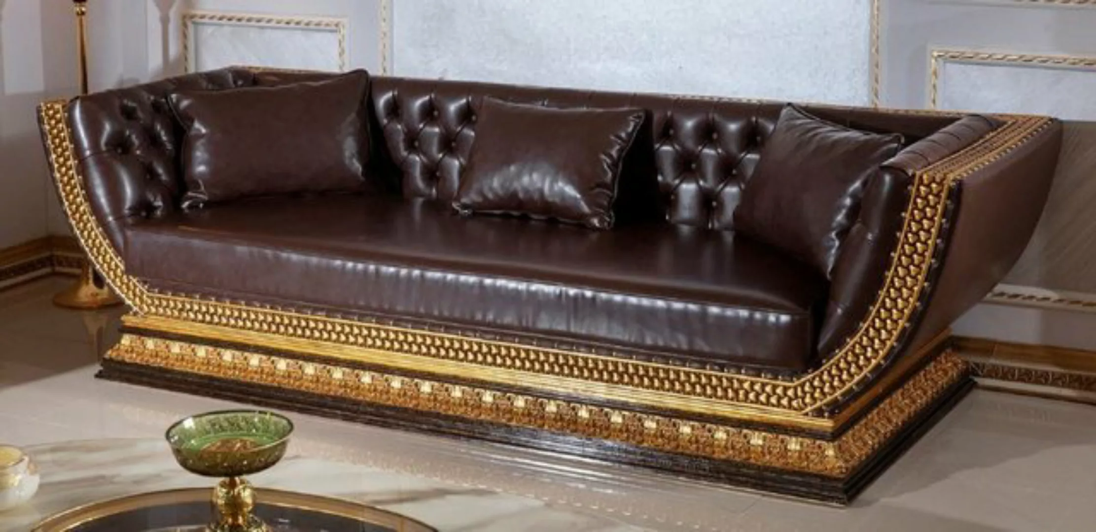 Casa Padrino Chesterfield-Sofa Luxus Barock Chesterfield Sofa Dunkelbraun / günstig online kaufen